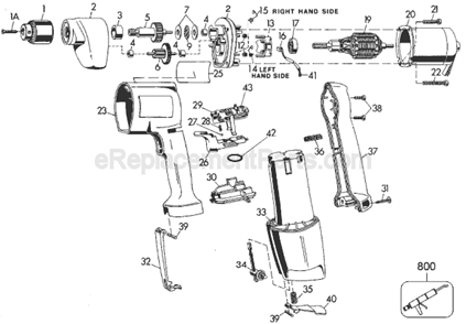 Page A Diagram and Parts List for 1941 Type 4 Black and Decker Cordless Drill